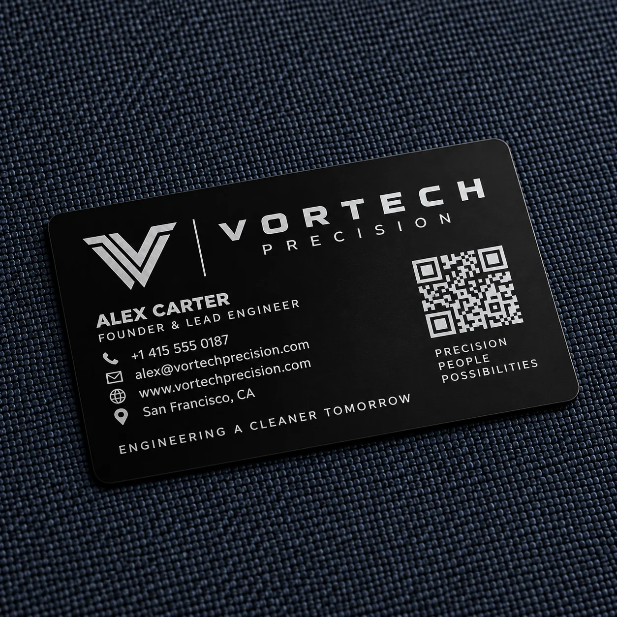Vortech double-sided metal business cards
