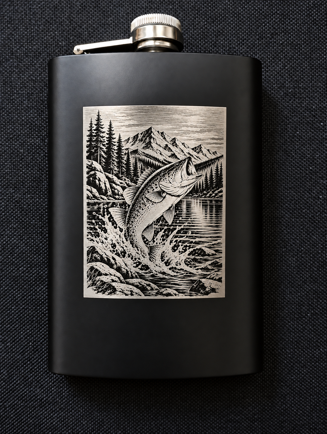 Personalised black hip flasks — Our work 2